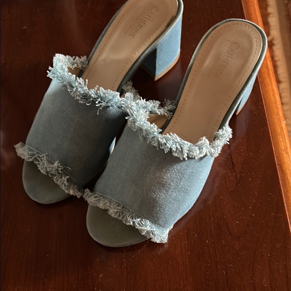 Catherines Blue Denim Mules